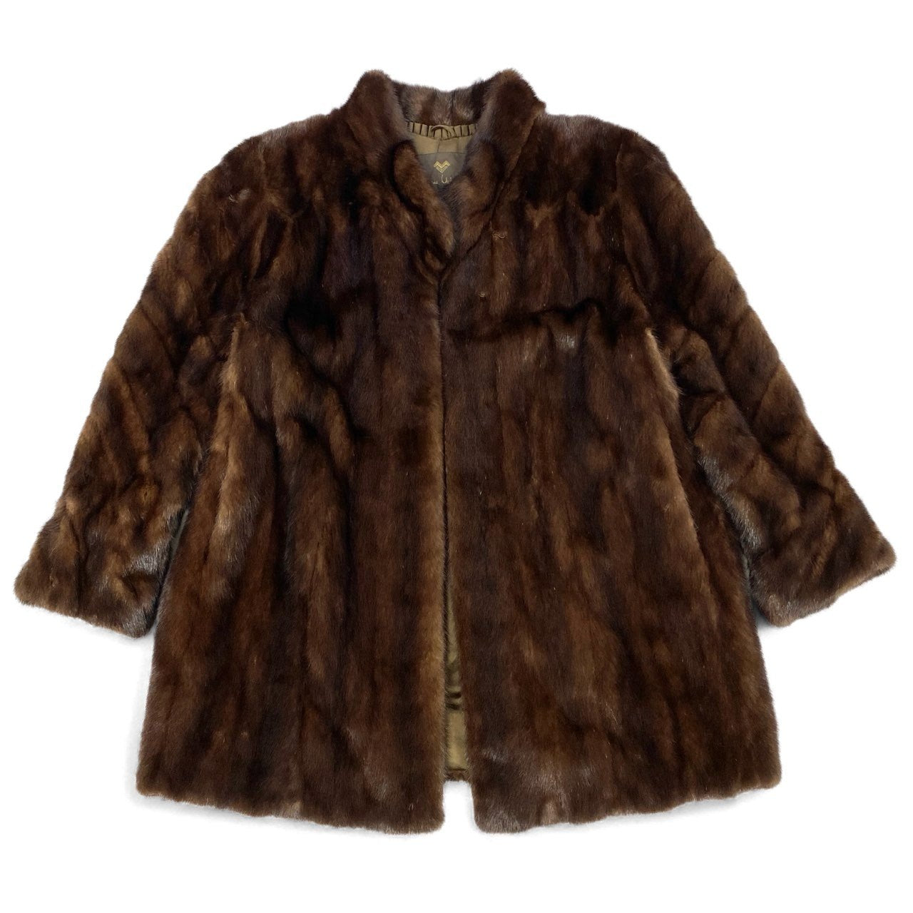 mario valentino マリオ ヴァレンティノ 袖ストライプ デミバフミンク セミロングコート 13号 ブラウン 本毛皮 レアデザイン MINK FURt18r