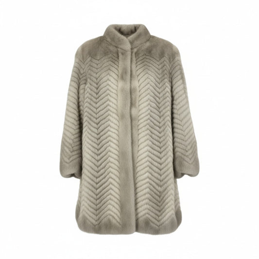 37L10 サファイアミンク ロングコート サイズ11号 シルバーグレー 本毛皮 MINK FUR ポケット有t18r