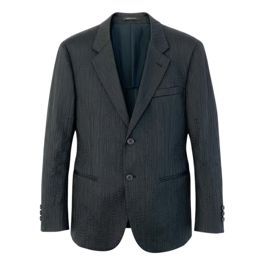 68d30 EMPORIO ARMANI エンポリオアルマーニ JOHNY LINE テーラードジャケット 背抜き 2B サイズ50 ブラック メンズ 紳士服u02t