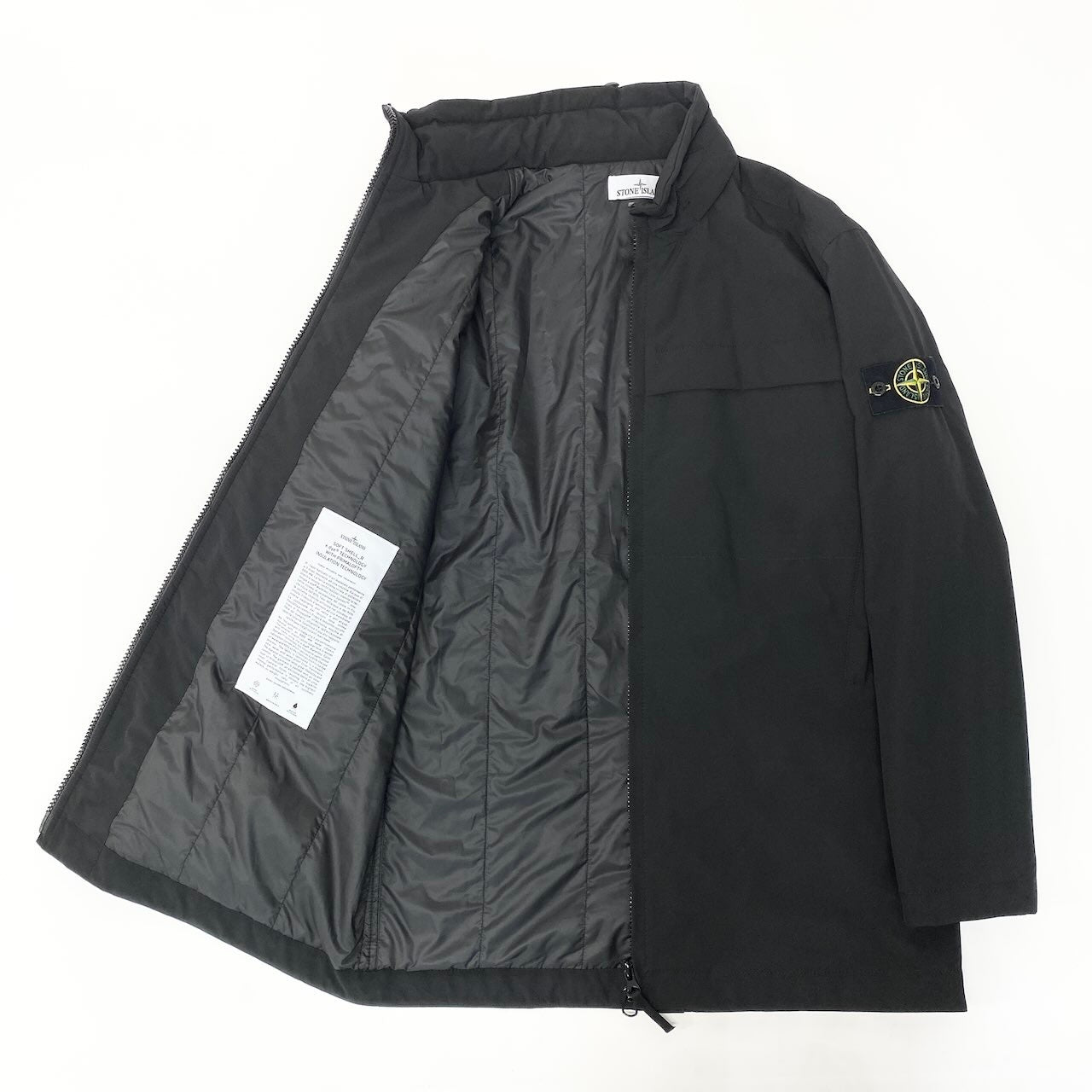 75d13 Stone Island ストーンアイランド プリマフロント スタンドカラー ソフトシェル ハーフコート 771540627 Mサイズ ブラック メンズ 男性用sn1