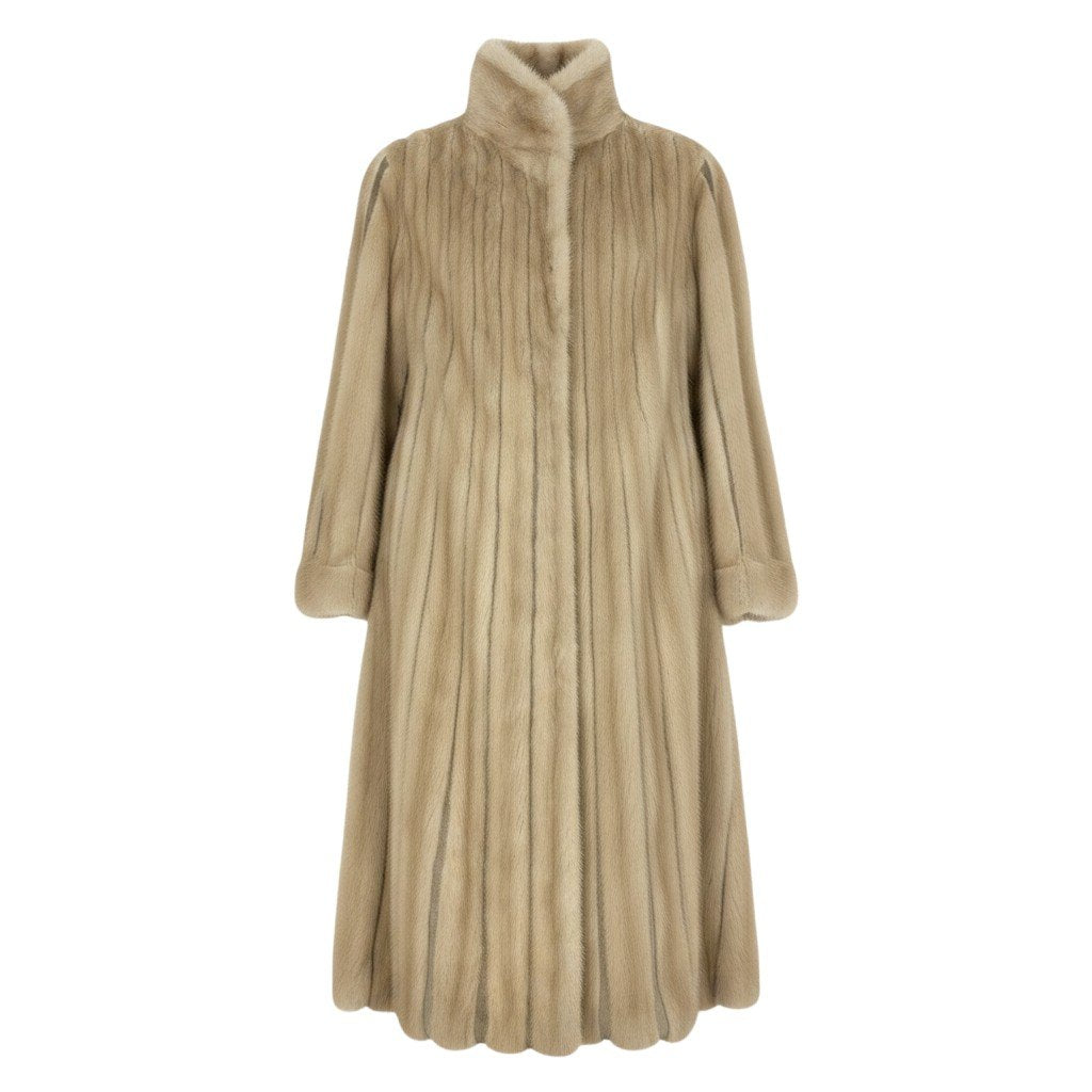 58f11 MIO パールミンク 超ロングコート 丈110cm サイズ11 ホワイト 本毛皮 Pearl Mink Fur Long Coat リアルファーt18r
