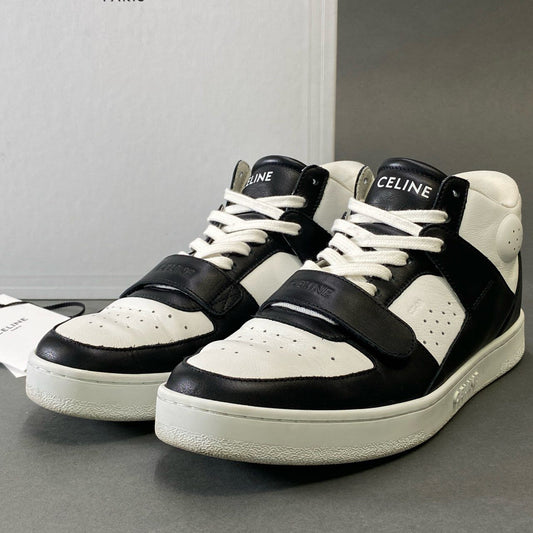 《美品》 CELINE セリーヌ CT-02 トレイナー ミッドトップスニーカー 41 ホワイト ブラック レザー シューズ 箱付き