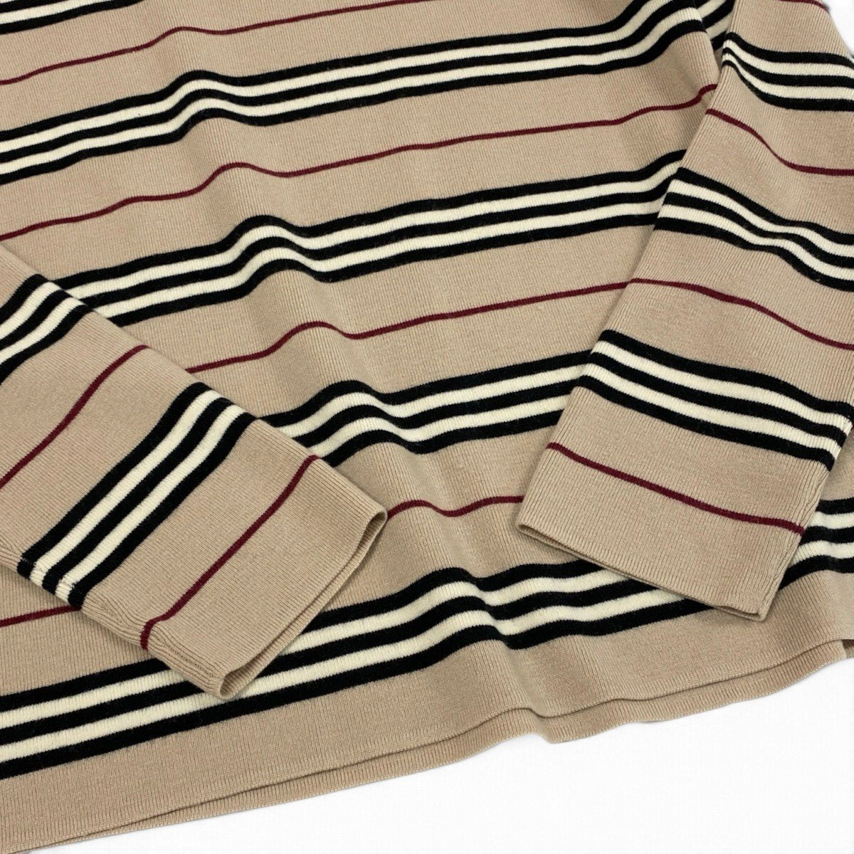 12i30 BURBERRY LONDON バーバリー タートルネック ボーダーニット セーター サイズ2 ベージュ Knit Sweatert18r