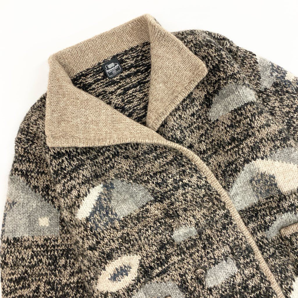 34l24 SIROGOJNO シロゴイノ ヴィンテージ ハンドニットジャケット サイズM 茶系 ピュアウール マケドニア製t18r