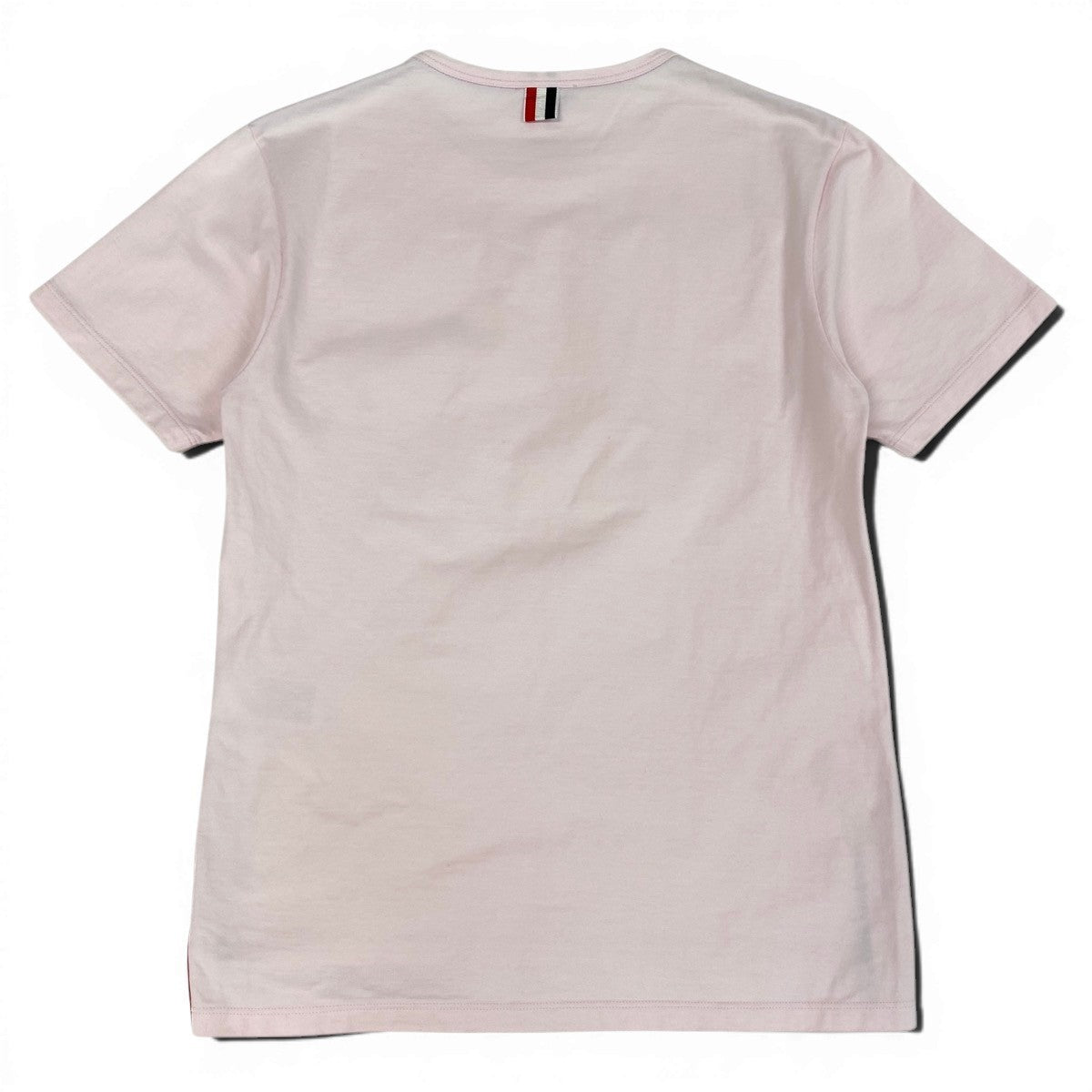 Mg16 THOM BROWNE. トムブラウン クルーネック ポケットTシャツ グログランテープ サイズ1 ピンク コットン100％ メンズ 紳士服u02t