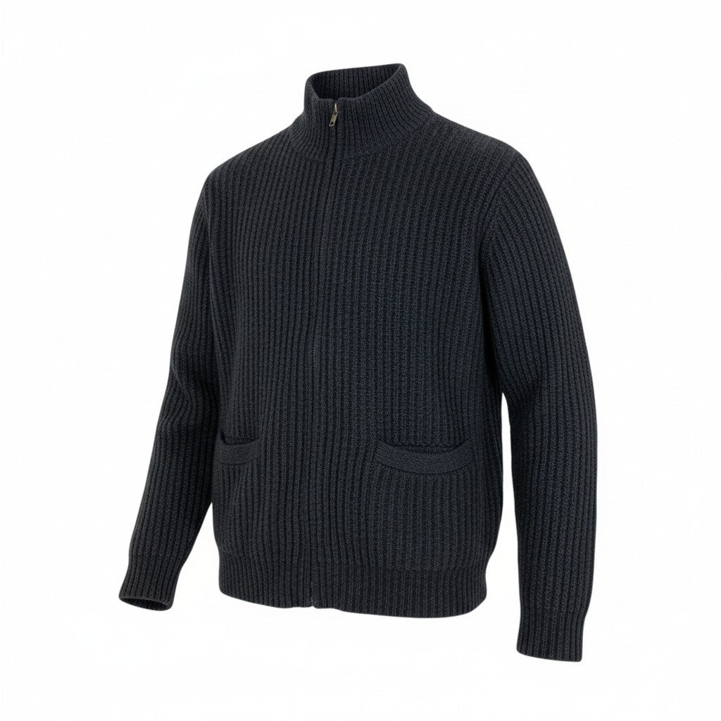 87l20 Papas パパス ニットブルゾン ジャケット カーディガン ミドルゲージ L グレー メンズu02t