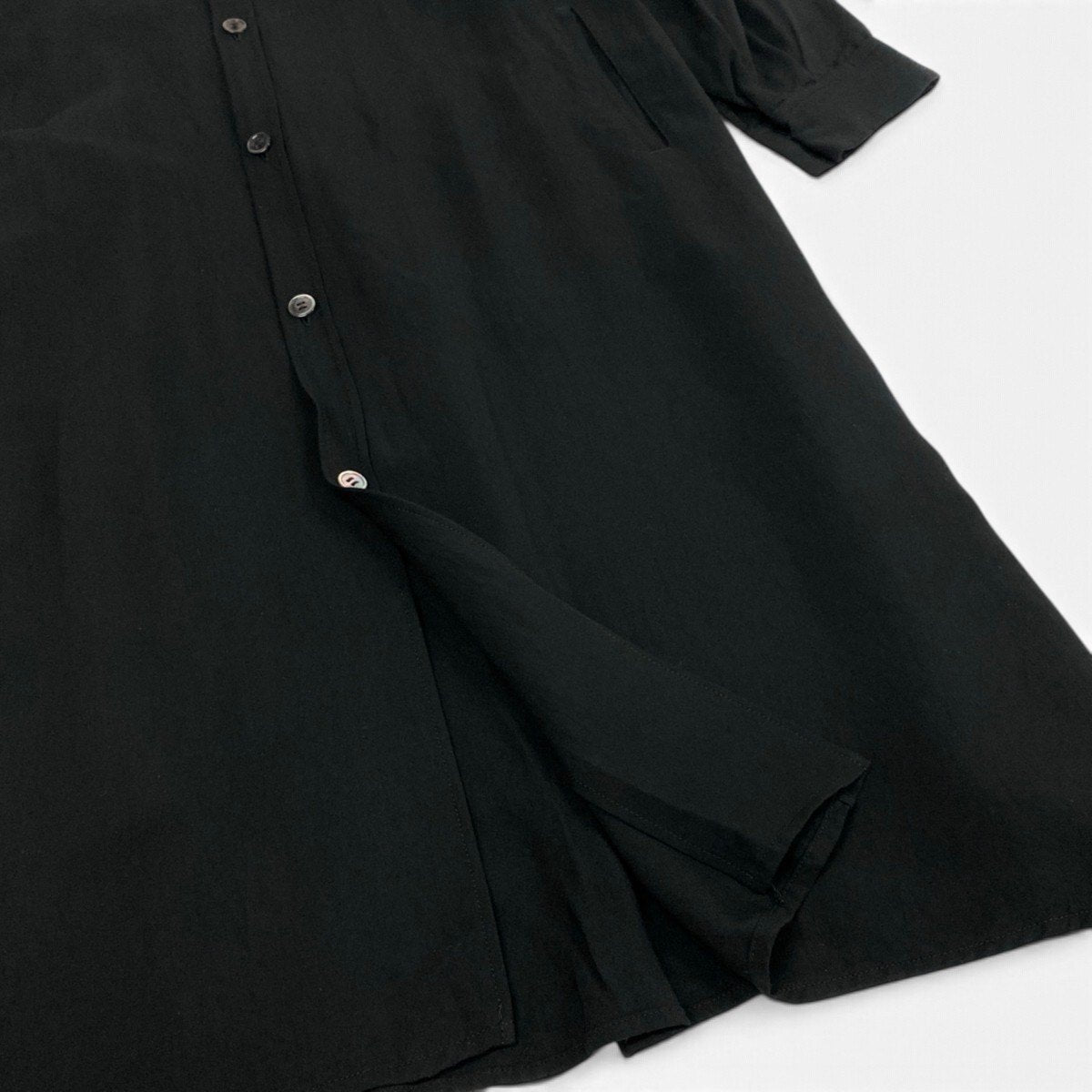 Aj21 【美品】 Y's ワイズ ヨウジヤマモト 00's 2003AW ロングスリーブ シャツワンピース YC-D04-201 サイズ2 ブラック レディースo07t