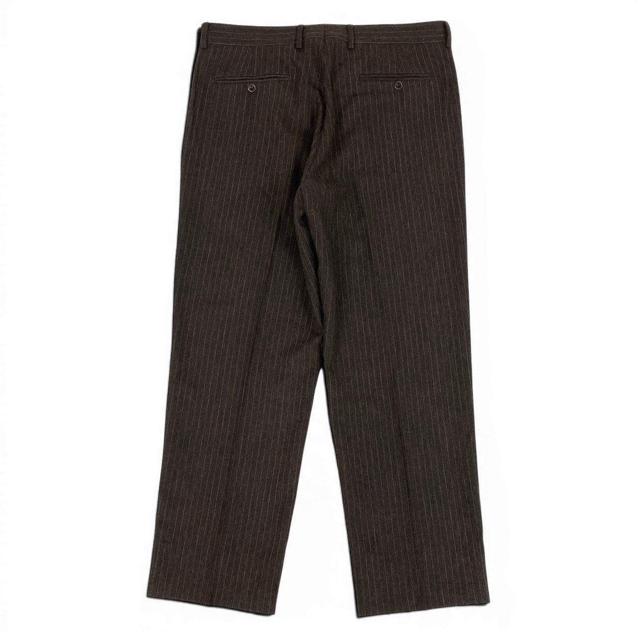 41e14 HERMES エルメス ウールスラックス ストライプ ボトムパンツ イタリア製 54サイズ ブラウン ウール100％ メンズ 男性用u02t