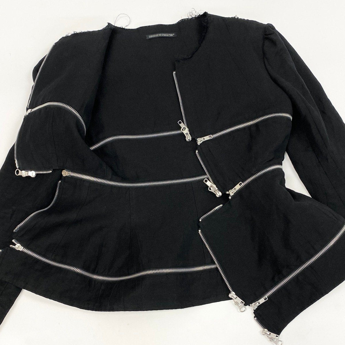 Ah6 yohji yamamoto ヨウジヤマモト femme 2019年 ランウェイ着 ジップジャケット FH-J04-304 1 ブラック リネン コットンu02t