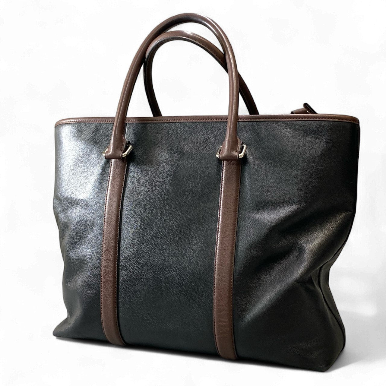 bk18 COACH コーチ 2WAY レザートートバッグ F54758 ブラック ブラウン ショルダーストラップ付 大容量 ビジネス カバン 鞄 通勤t18r