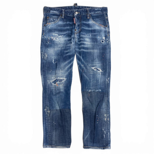 35a30 DSQUARED2 ディースクエアード Cool girl Cropped Jean クールガール ペイント加工 デニムパンツ ジーンズ イタリア製 S75LB0271 38 インディゴブルー コットン レディースo07t