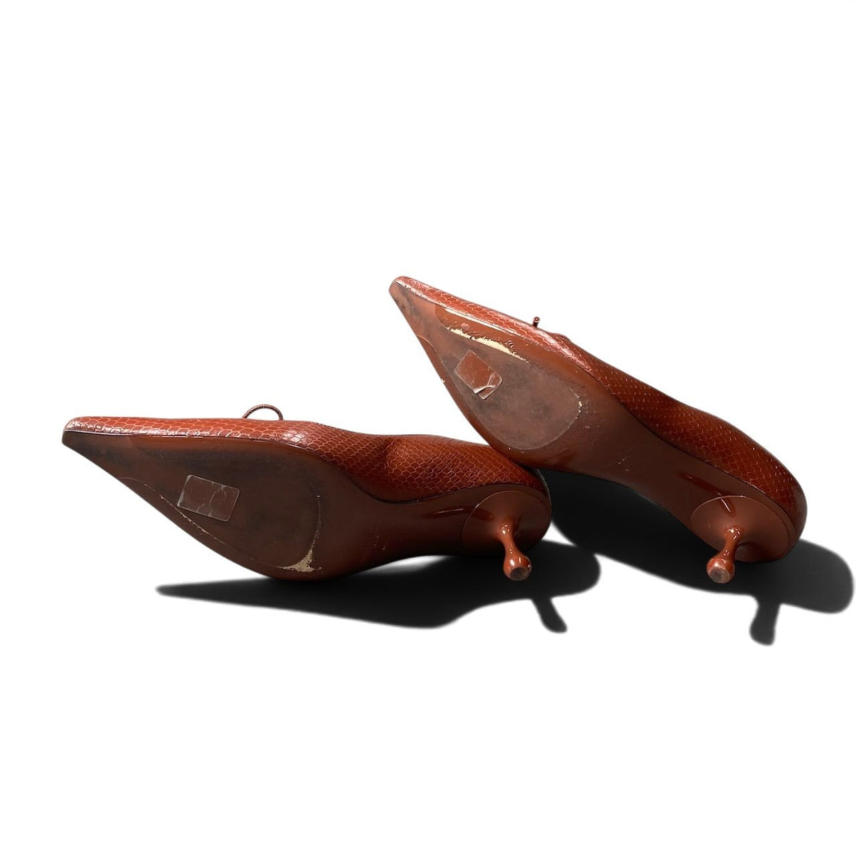 h10 JIMMY CHOO Searlett 50 スネークスキンプリント スカーレット 37サイズ ブラウン レザー レディース 女性用k02i