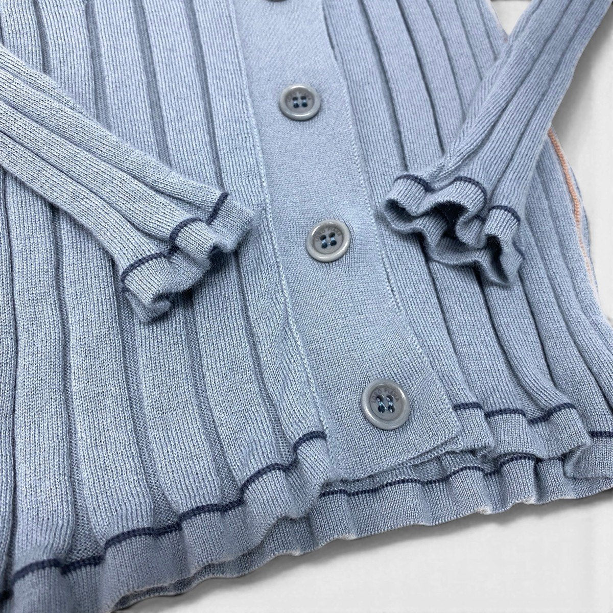90g24 Lolo Piana ロロピアーナ カシミヤニット リブニット カーディガン サイズ38 ブルーグレー カシミア100％ レディースt18r
