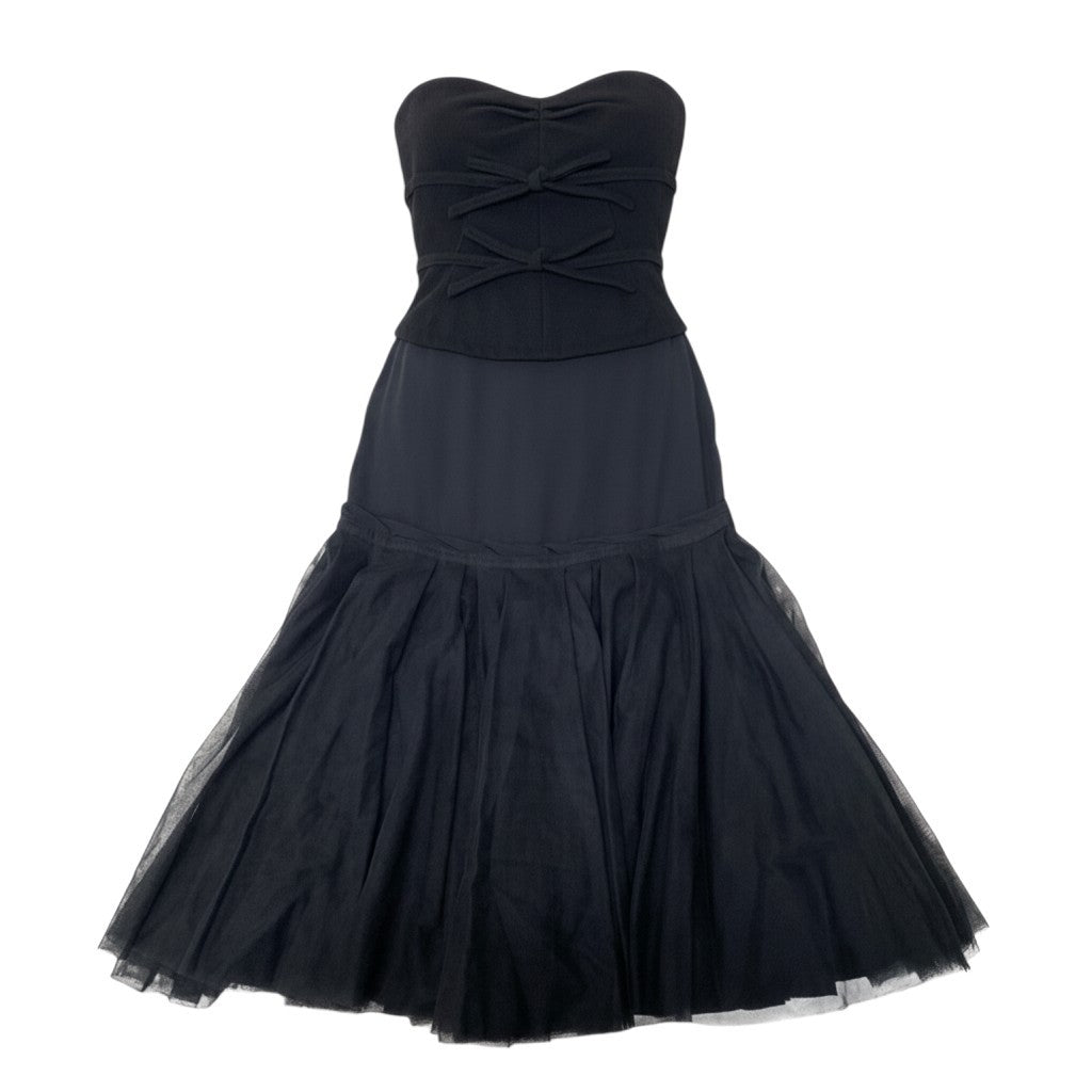 i13 《未使用品》 LOUIS VUITTON ルイヴィトン ヴィンテージ ギャザー ビスチェドレス ワンピース Vintage Gathered Bustier Dress Black Size 36t18r