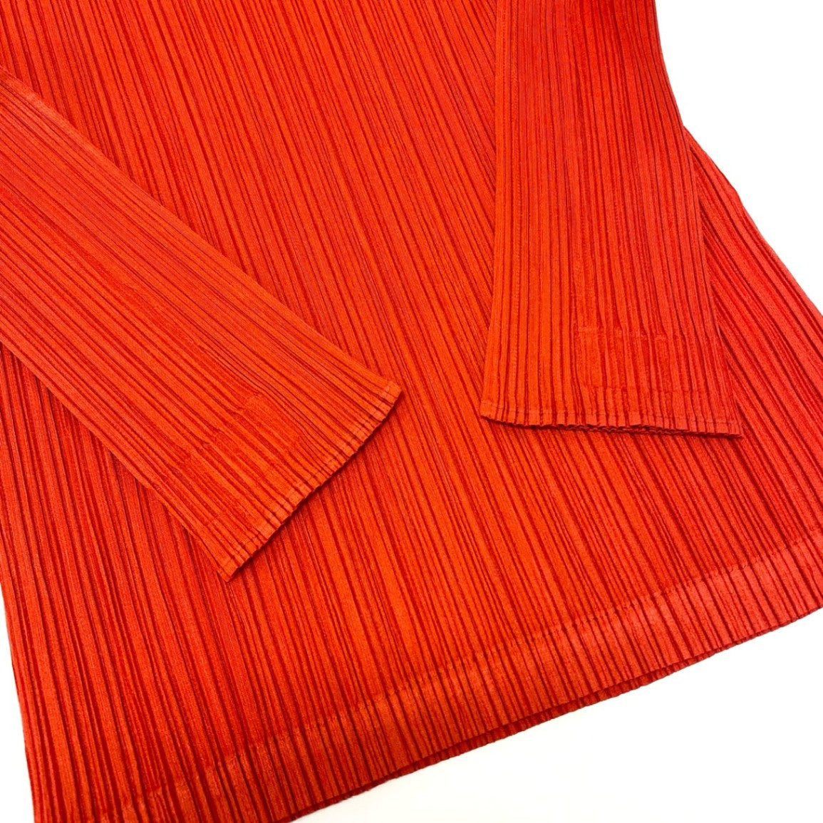 Ab5【美品】PLEATS PLEASE プリーツプリーズ プリーツカットソー ロングスリーブTシャツ トップス PP13-JK185 3サイズ オレンジ ポリエステル100％ レディース 女性用u02t