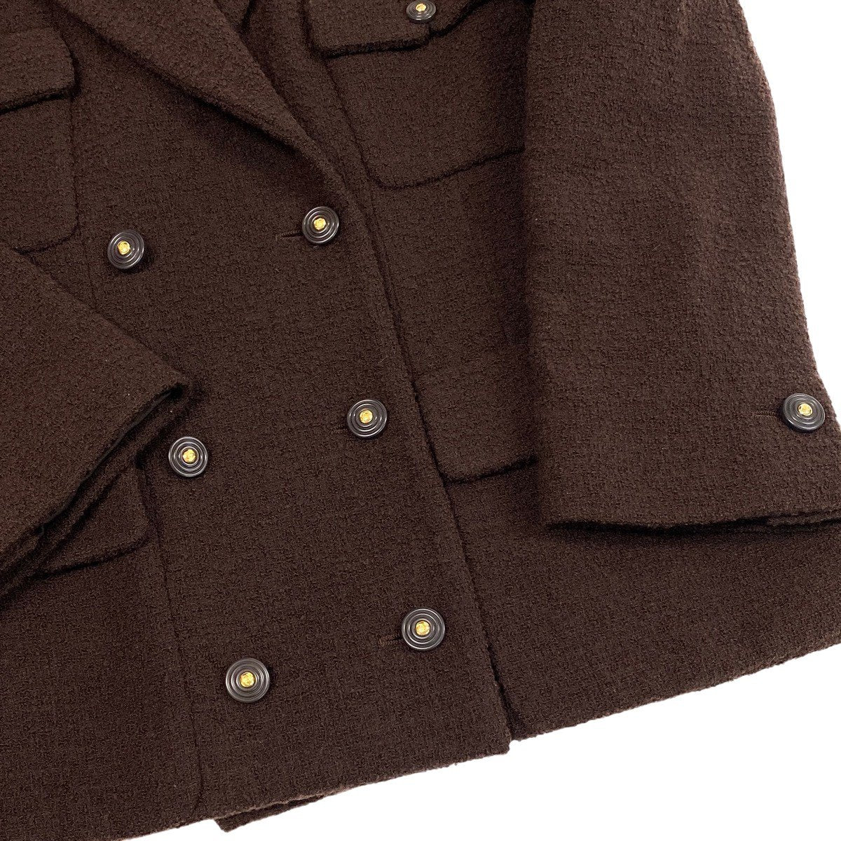 Ch28 【美品】CHANEL 1995AW ツイードジャケット フラップポケット P05801 40サイズ ブラウン レディース 女性用k02i