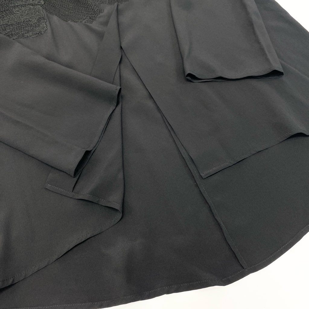 67a12 Vintage GIANFRANCO FERRE ジャンフランコフェレ 長袖ワンピース ロングワンピース 刺繍デザイン 42 ブラック シルク レディース 女性用 イタリア製u02t