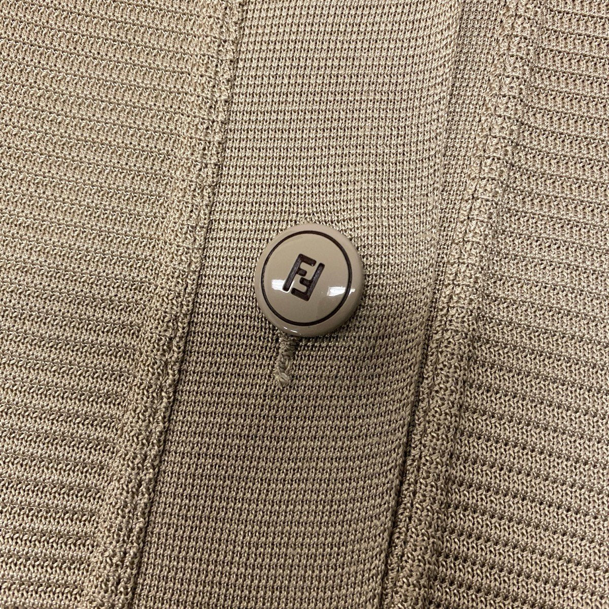 If26 FENDI フェンディ 半袖ニットポロシャツワンピース FFロゴボタン イタリア製 レディース 女性用 9506 5 FB40 ベージュu02t
