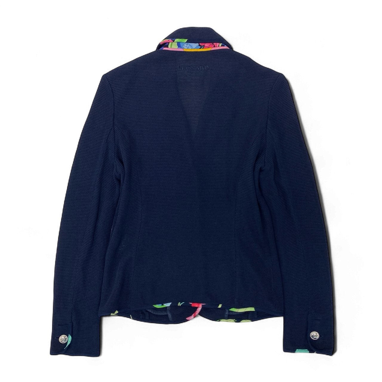 40k18 LEONARD レオナール テーラードジャケット ニットジャケット パイピング 0537892 38サイズ ネイビー レディースu02t