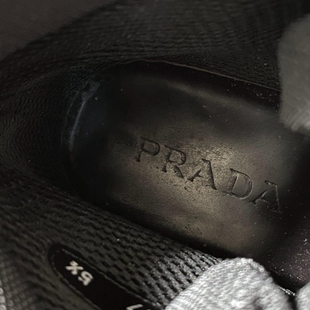 2h3 PRADA プラダ レースアップ トレッキングブーツ 5 1/2 ブラック レザー Leather Boots vibram シューズ メンズ 男性用