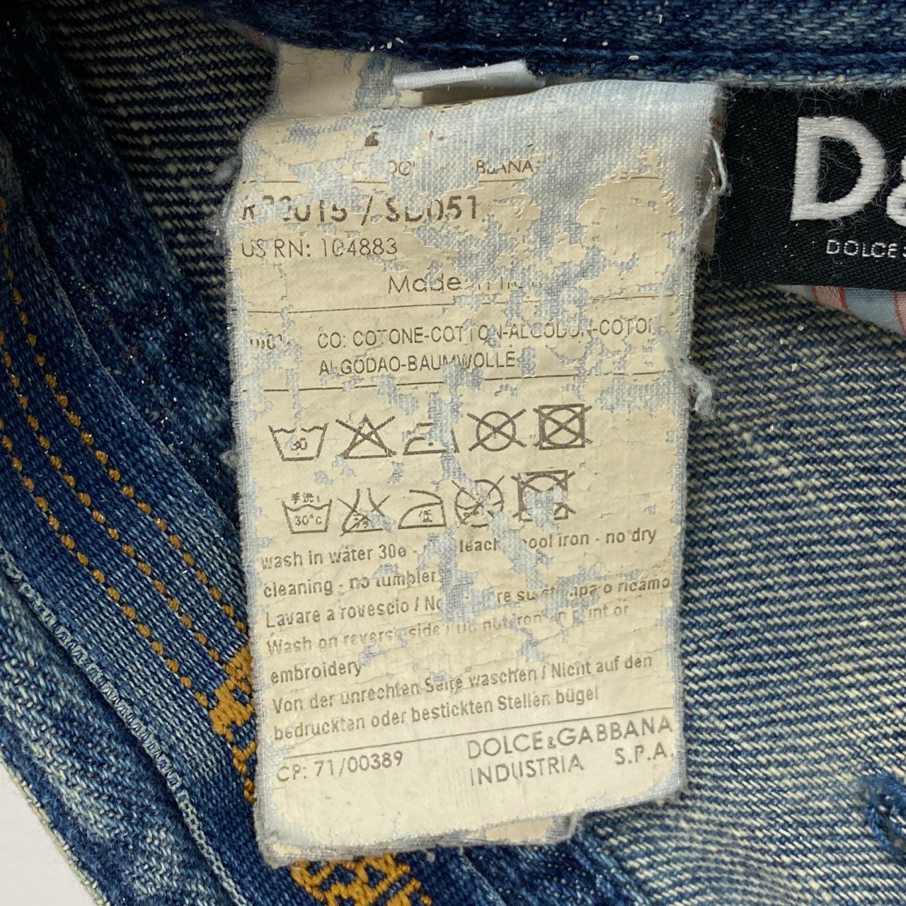 83L19 DOLCE&GABBANA ドルチェアンドガッパーナ 00`s vintage デニムパンツ ジーンズ TIGHT DENIM フロントポケット イタリア製 メンズ 紳士服 30 インディゴブルー コットン100％k02i