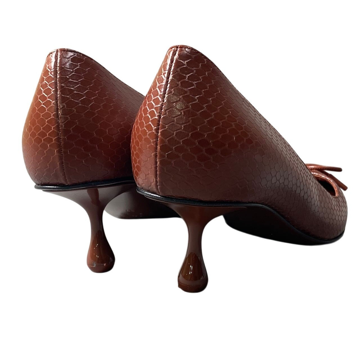 h10 JIMMY CHOO Searlett 50 スネークスキンプリント スカーレット 37サイズ ブラウン レザー レディース 女性用k02i