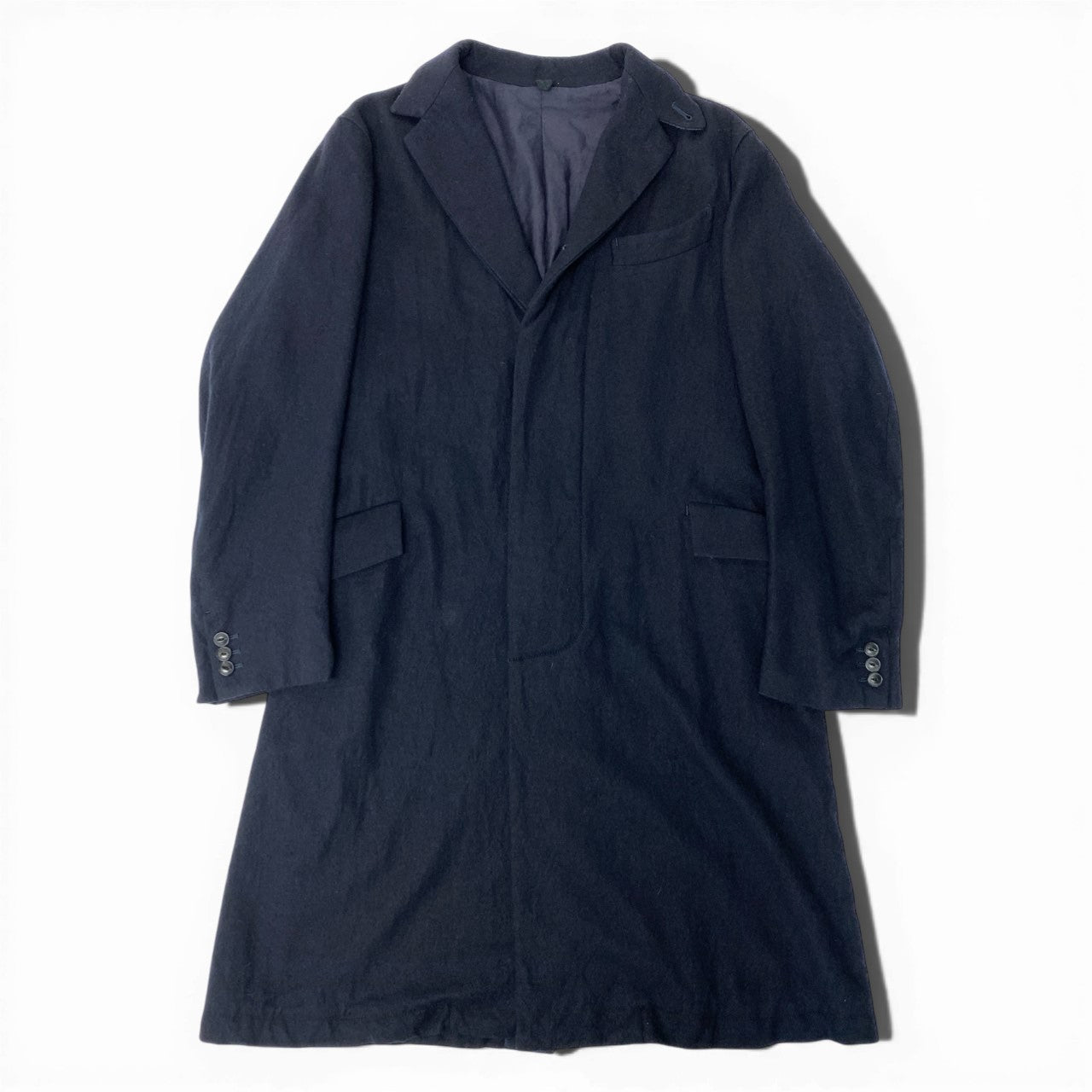 78b27 ARTS＆SCIENCE アーツアンドサイエンス チェスターコート ロングコート アウター 2 ネイビー ウール メンズu02t