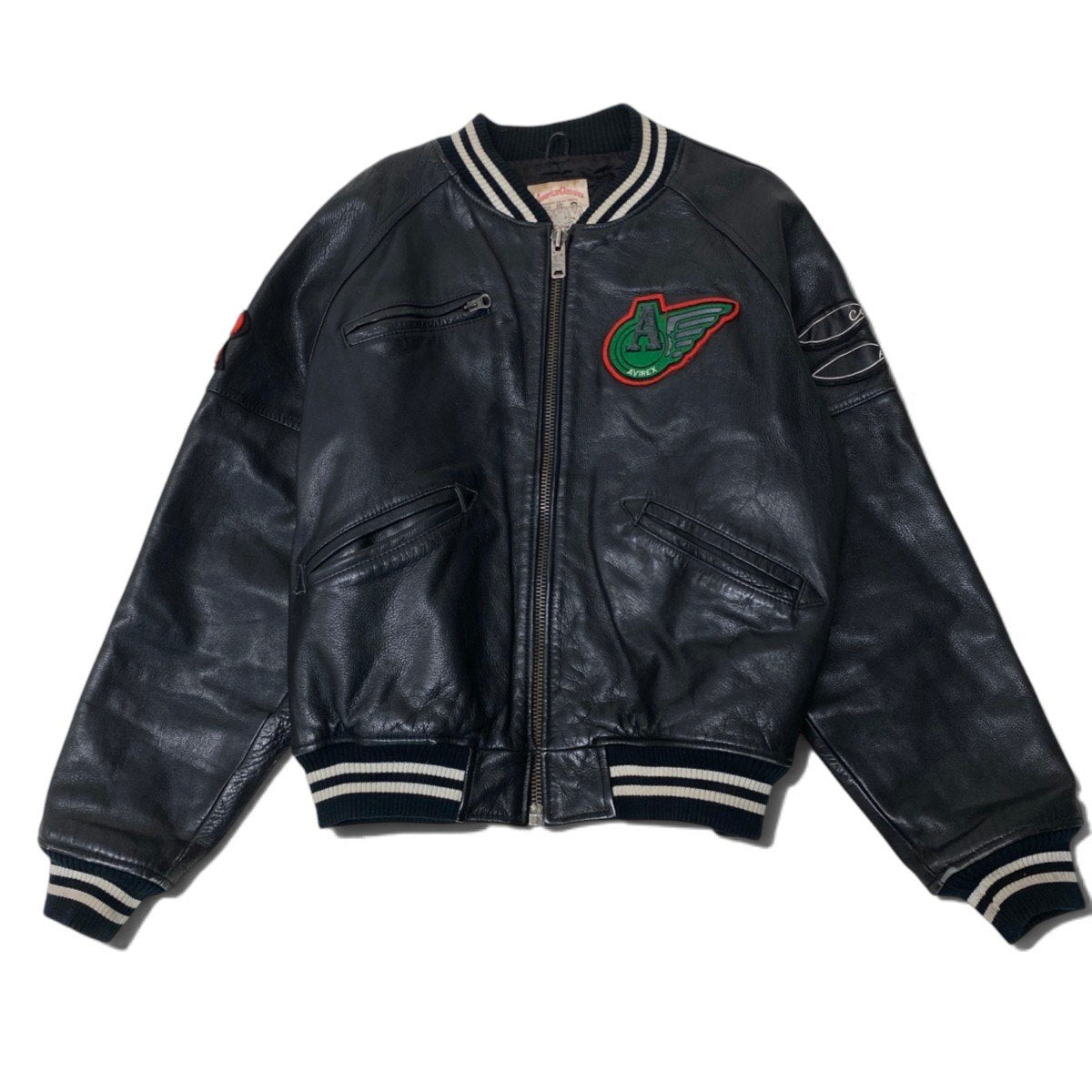 88j8 AVIREX アヴィレックス American Classics レザージャケット ブルゾン M ブラック メンズu02t