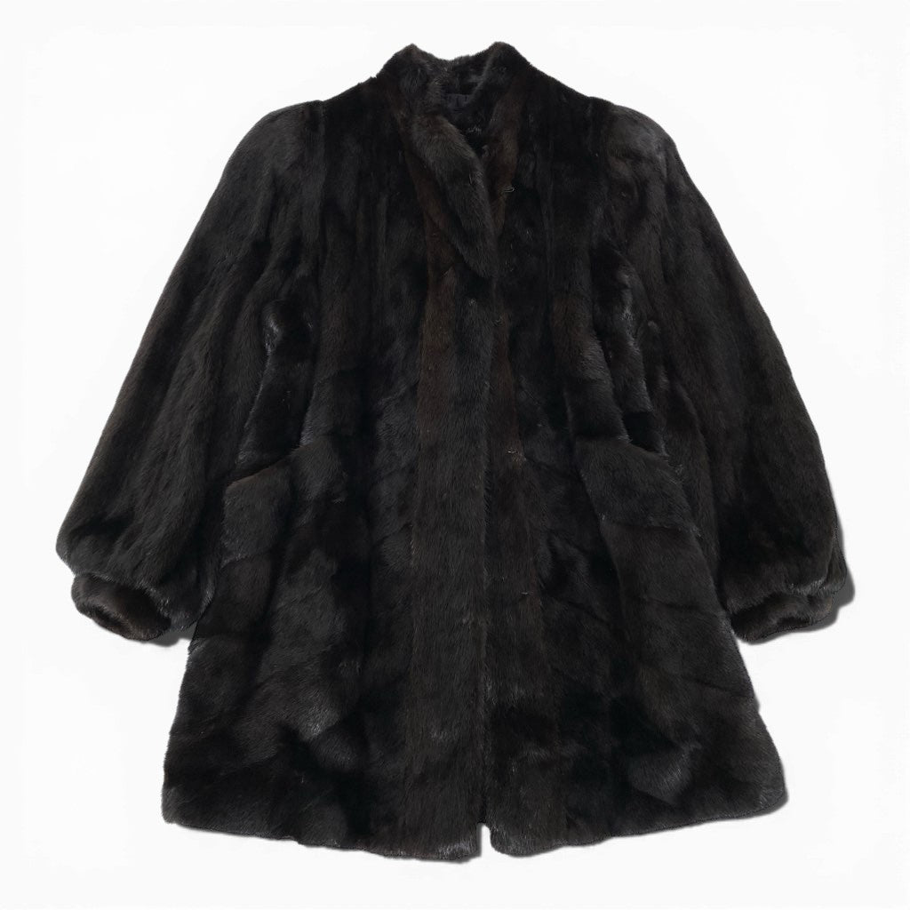 1l27 Black Jewel ブラックジュエル 希少デザイン ダークミンク ロングコート サイズ11号 ダークブラウン 本毛皮 MINK FURt18r