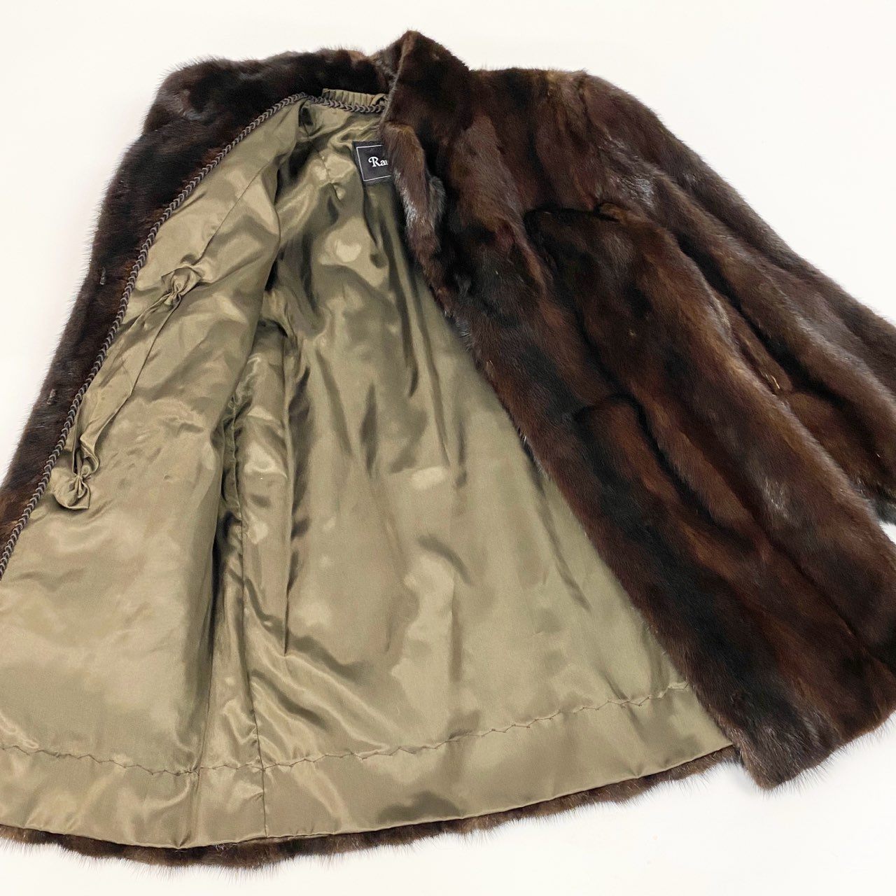 84a21 Rambulton ランブルトン マホガニーミンク ロングコート レディース 女性用 サイズ11 ブラウン系 ミンクファー 本毛皮u02t