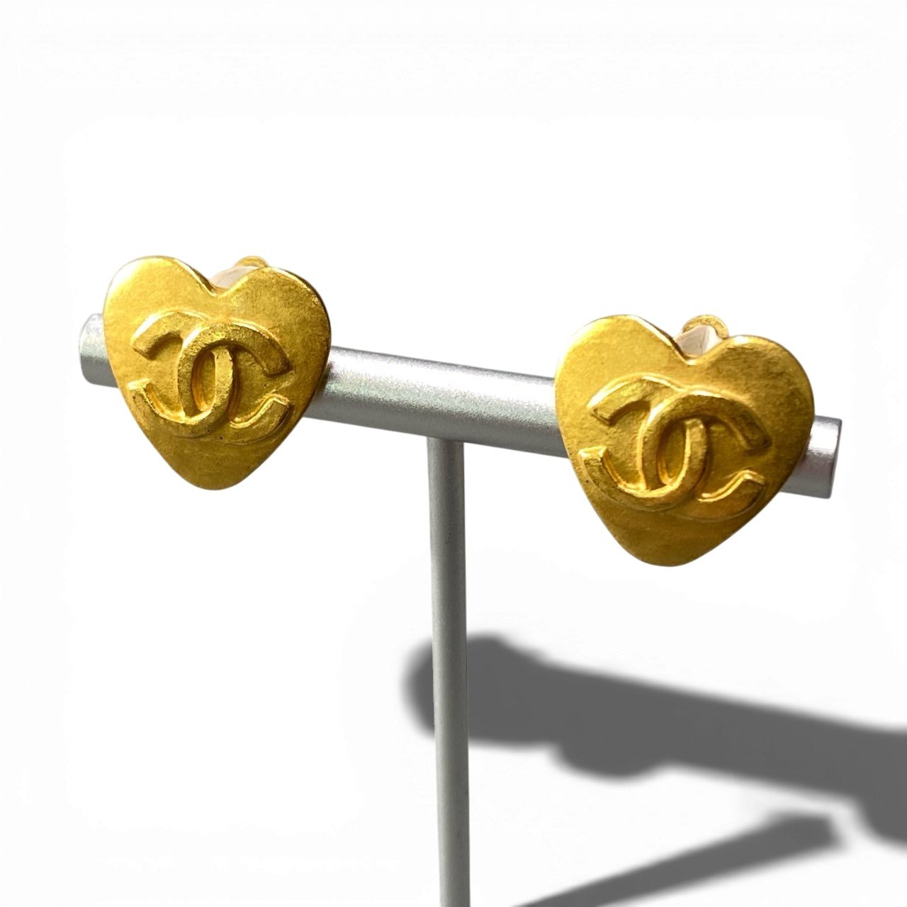 b5〇 Vintage Chanel 1990 Heart Design Coco Mark Earring ta1