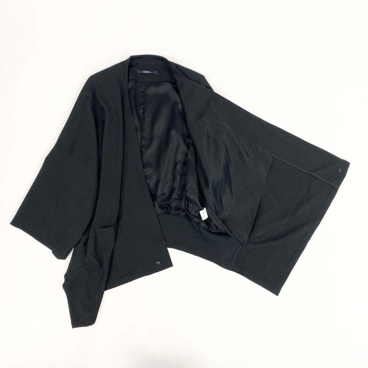 13b10 《美品》 LIMI feu リミフゥ ウールギャバジン 変形ジャケット 着物羽織 和装 ブラック ウール レディース ヨウジヤマモトk02i