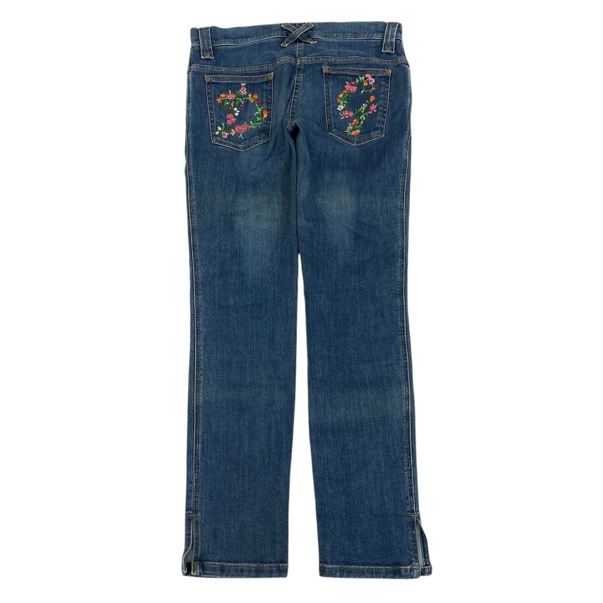 Ii18 DOLCE＆GABBANA フラワーDG デニムパンツ イタリア製 38サイズ インディゴ レディース 女性用u02t