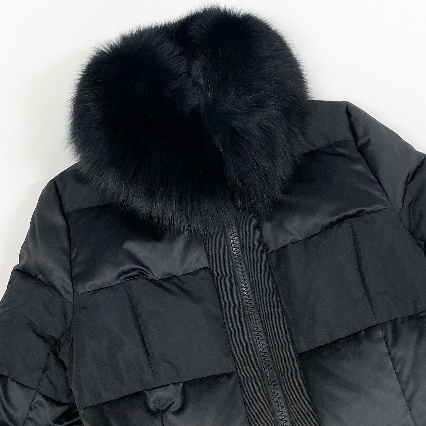 85l20 TO BE CHIC トゥービーシック ダウンコート ブルーフォックス ドロスト 40 ブラック レディース 女性用o07t