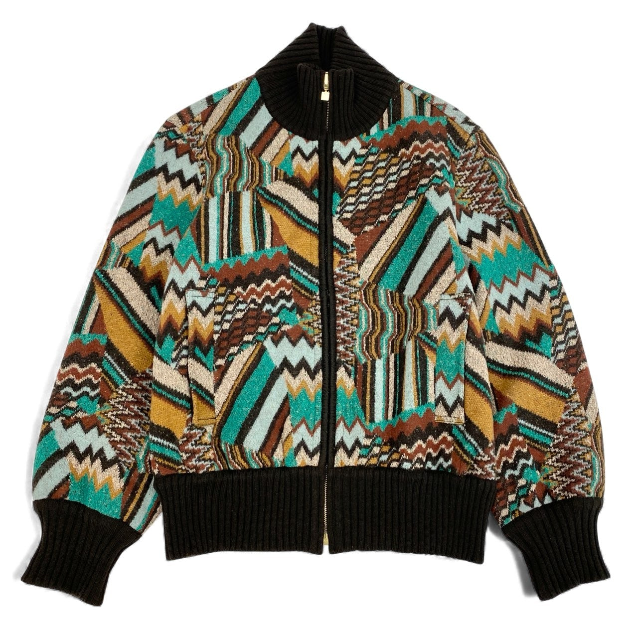 7L5 MISSONI ミッソーニ ニットジャケット ニットブルゾン 50周年モデル イタリア製 Sサイズ相当 マルチカラー メンズu02t