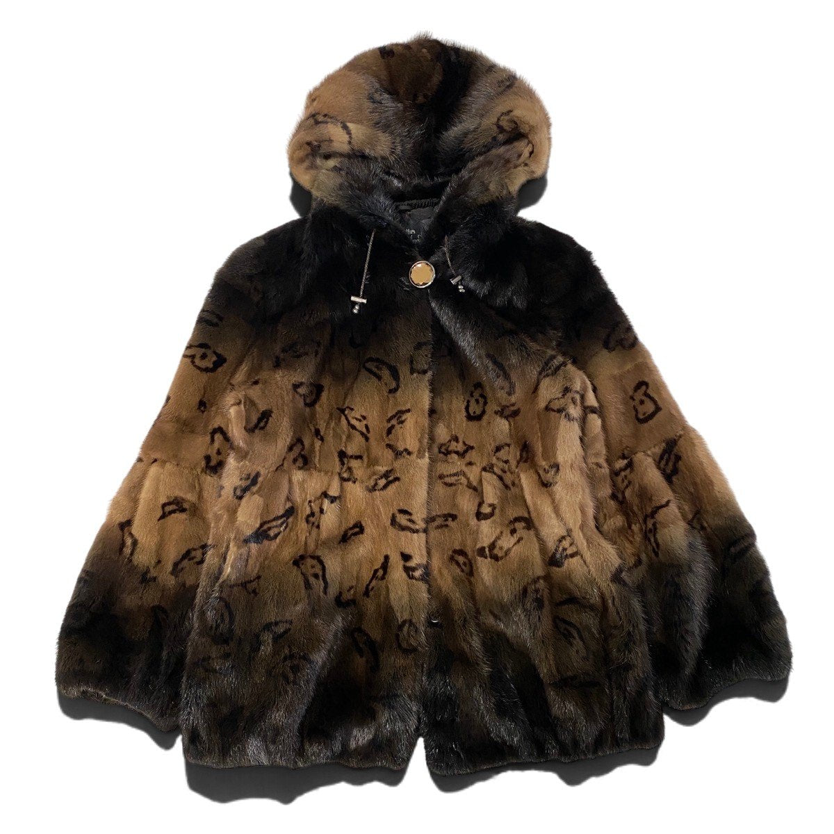 Ej23 【極美品】 ミンクファー フーデット毛皮ジャケット ハーフコート ブラウン 本毛皮 MINK fur レディースu02t