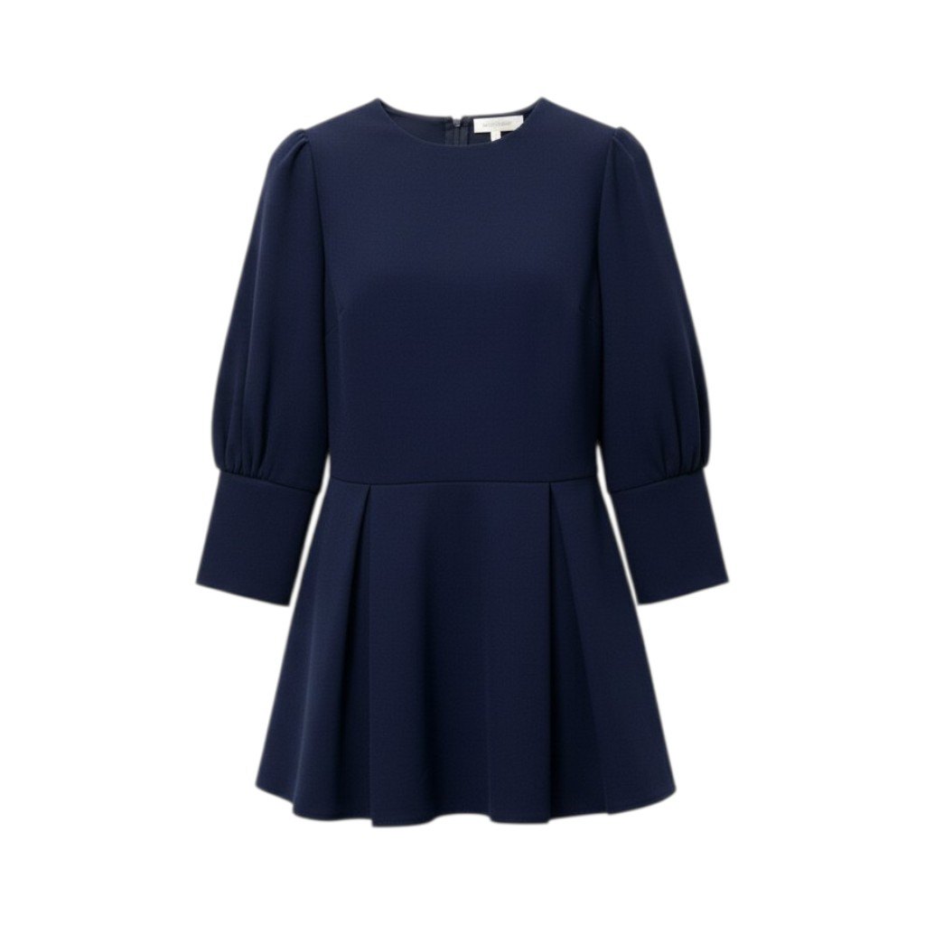 86c31 BORDERS at BALCONY ボーダーズアットバルコニー 23aw TWILL PEPLUM TOP 七分袖 チュニックカットソー ブラウス レディース 女性服 BD2321I-3N-50 サイズ38 ネイビーu02t