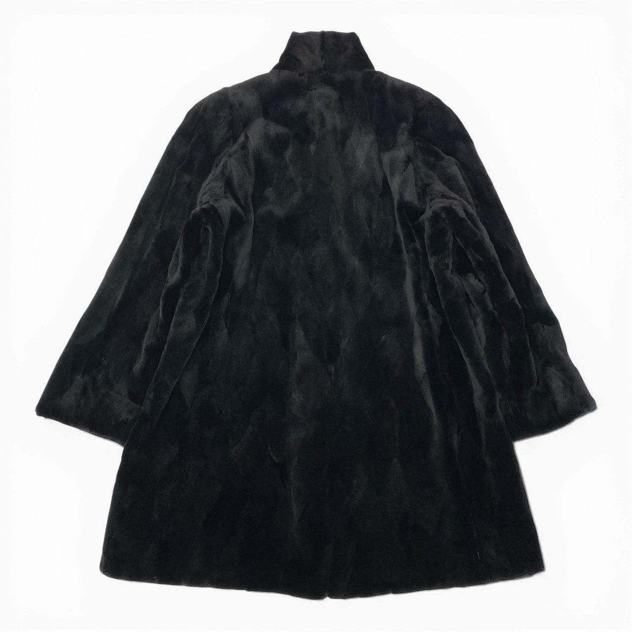 84a14 シェアードミンク ミンクコート 毛皮コート リバーシブル ダイヤ模様 F ブラック系 ミンクファー ダークミンクt18r