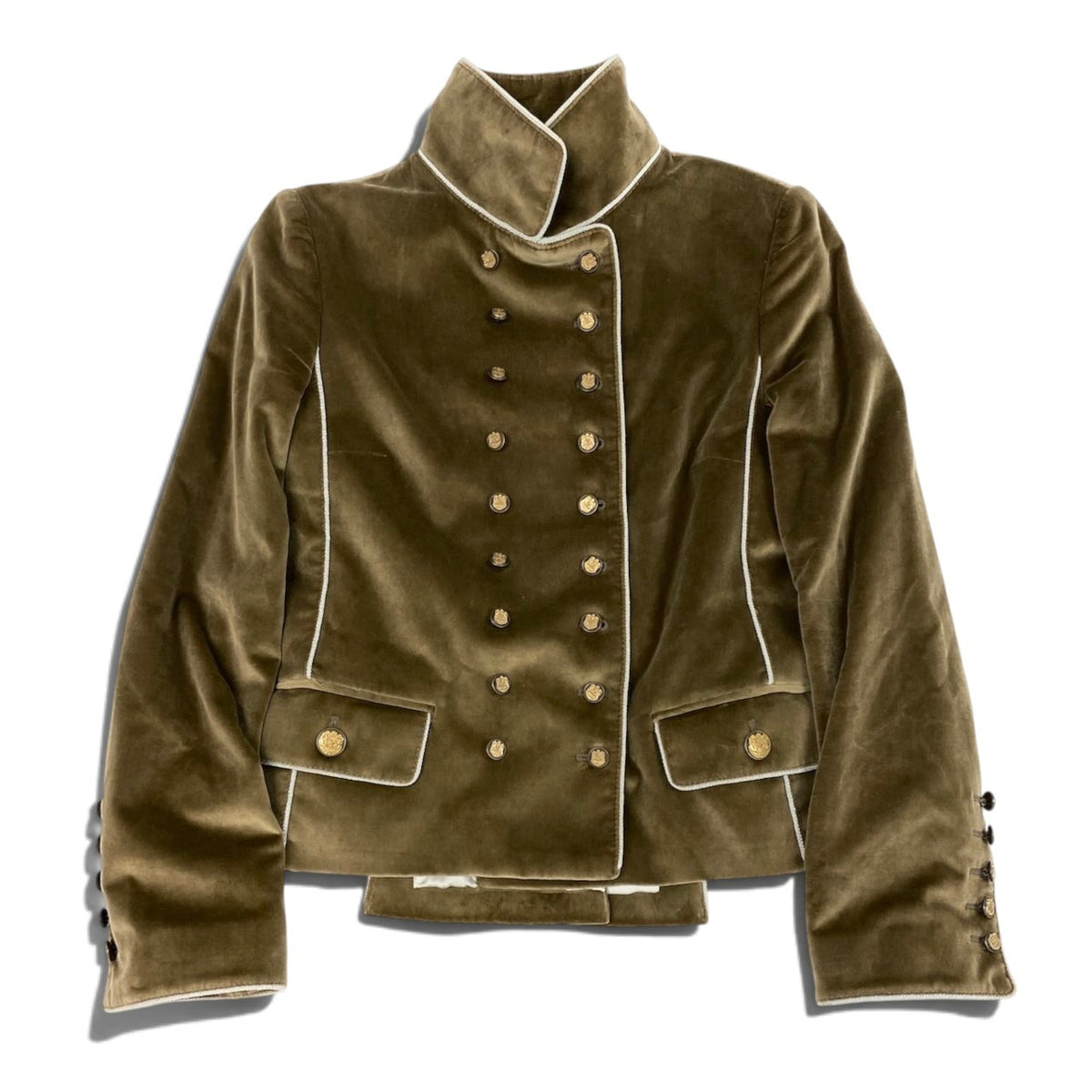 i19 DOLCE＆GABBANA 2006AW ランウェイ着 ナポレオンジャケット イタリア製 36サイズ ブラウン コットン100％ レディース 女性用u02t