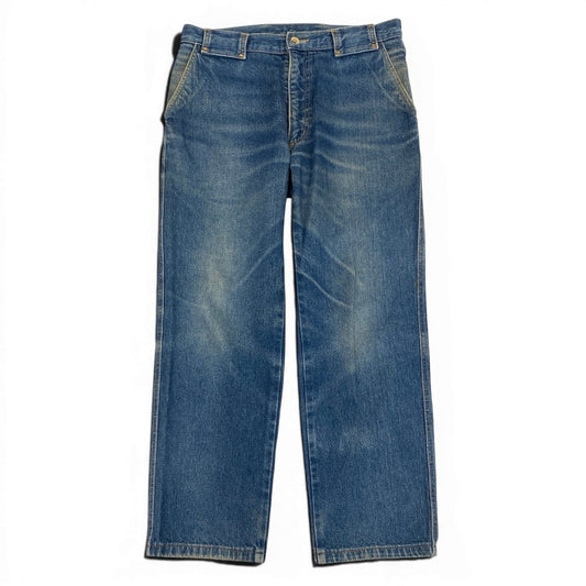 78f2 CELINE セリーヌ デニムパンツ トリンオフ 金ボタン バックロゴ 6701-46753 サイズ34 インディゴブルー コットン100％ メンズ 紳士服o07t