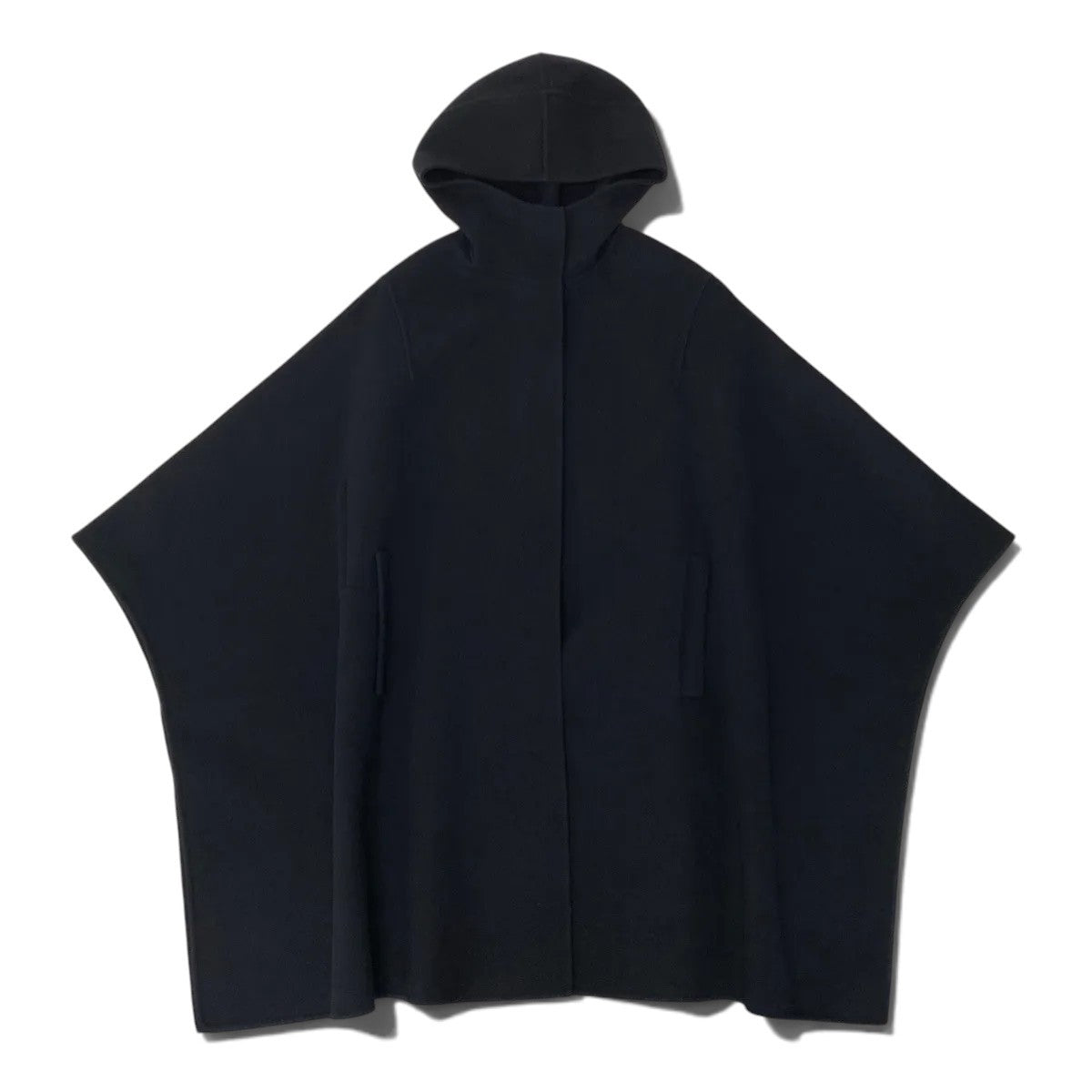 Eh1 【美品】JIL SANDER ケープコート ロングコート ポンチョ イタリア製 32サイズ ブラック ウール100％ ブラックu02t