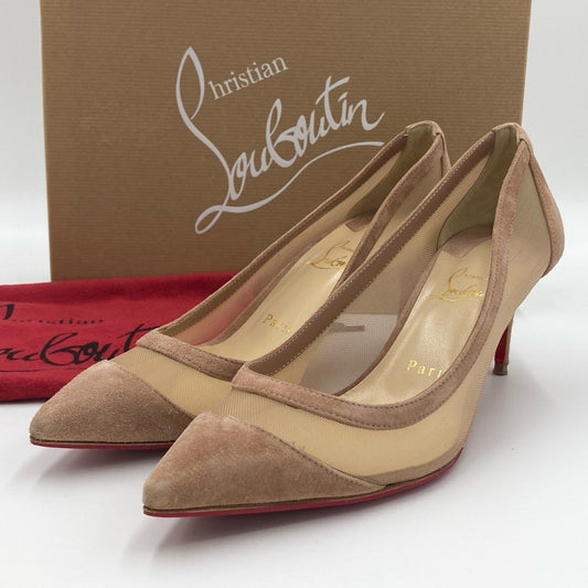 1h7【美品】Christian Louboutin クリスチャンルブタン GALATIVI 70 パンプス サイズ37 1/2 ピンクベージュ レディース 箱付きk02i