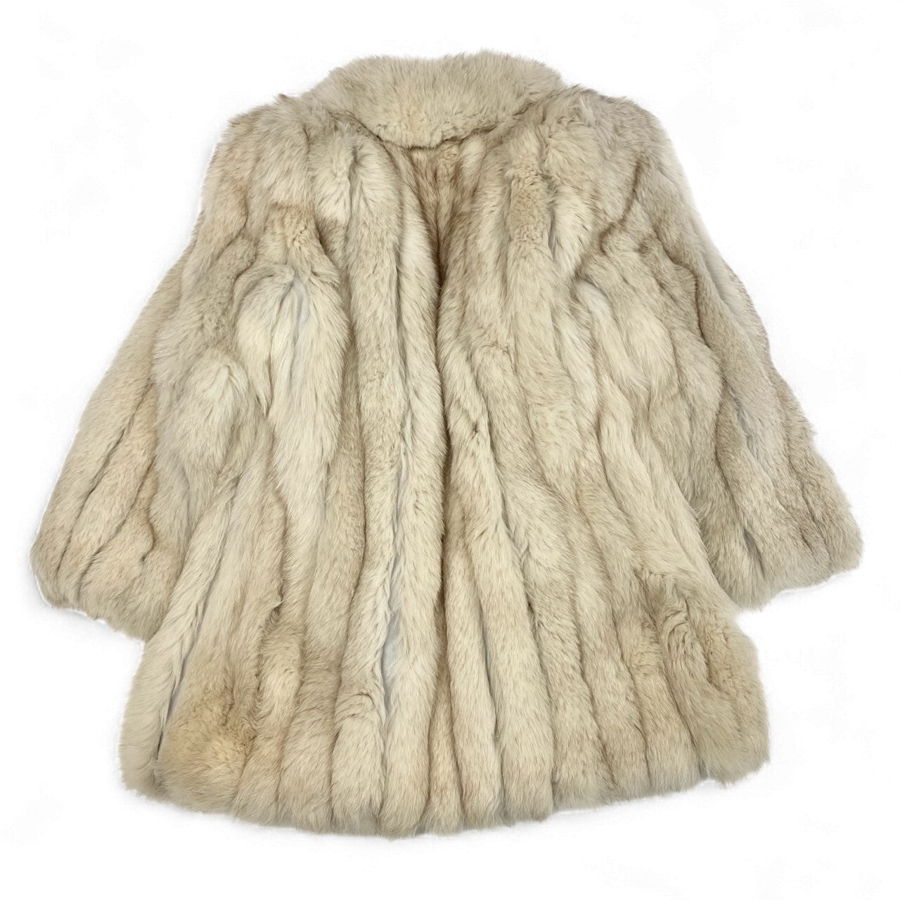 27k14 シルバーフォックス セミロングコート 9 本毛皮 FOX FUR リアルファー ボリューム◎ 裏地刺繍t18r