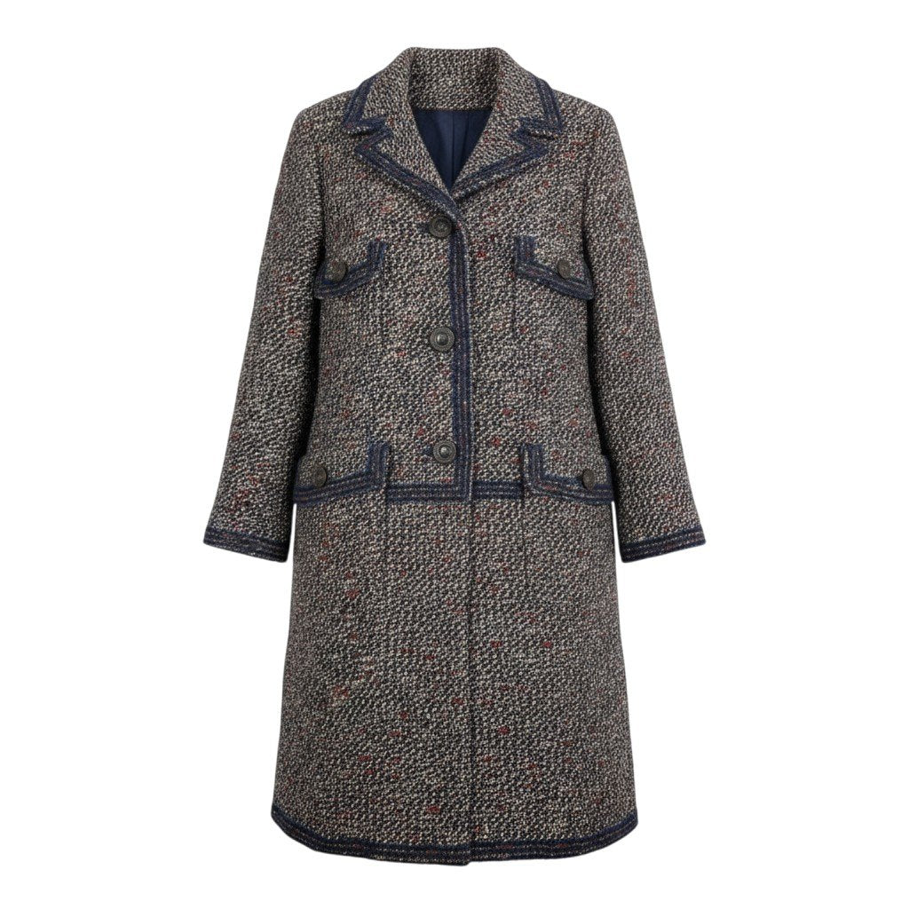 i22 CHANEL シャネル CCボタン レイヤード風 ツイードコート CC Button Layered Look Tweed Coat P44920 Size38 マルチカラーt18r