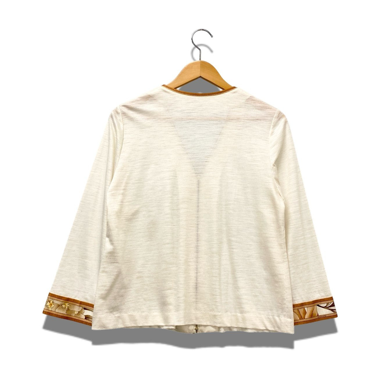 70b17 LEONARD FASHION レオナール  カーディガン シアー Vネック 薄手 LL アイボリー 麻100％ レディース 女性用u02t