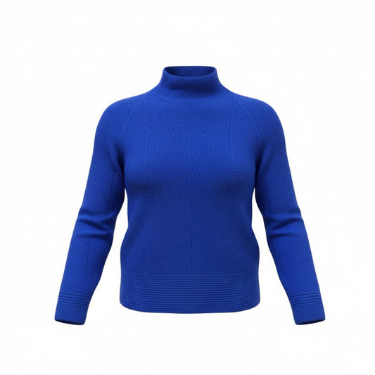 77b17 ISSEY MIYAKE HaaT イッセミヤケ ハート ロングスリーブハイネックニットセーター ショート丈  HA41KJ391 2サイズ ブルー ウール100％ レディース 女性用u02t