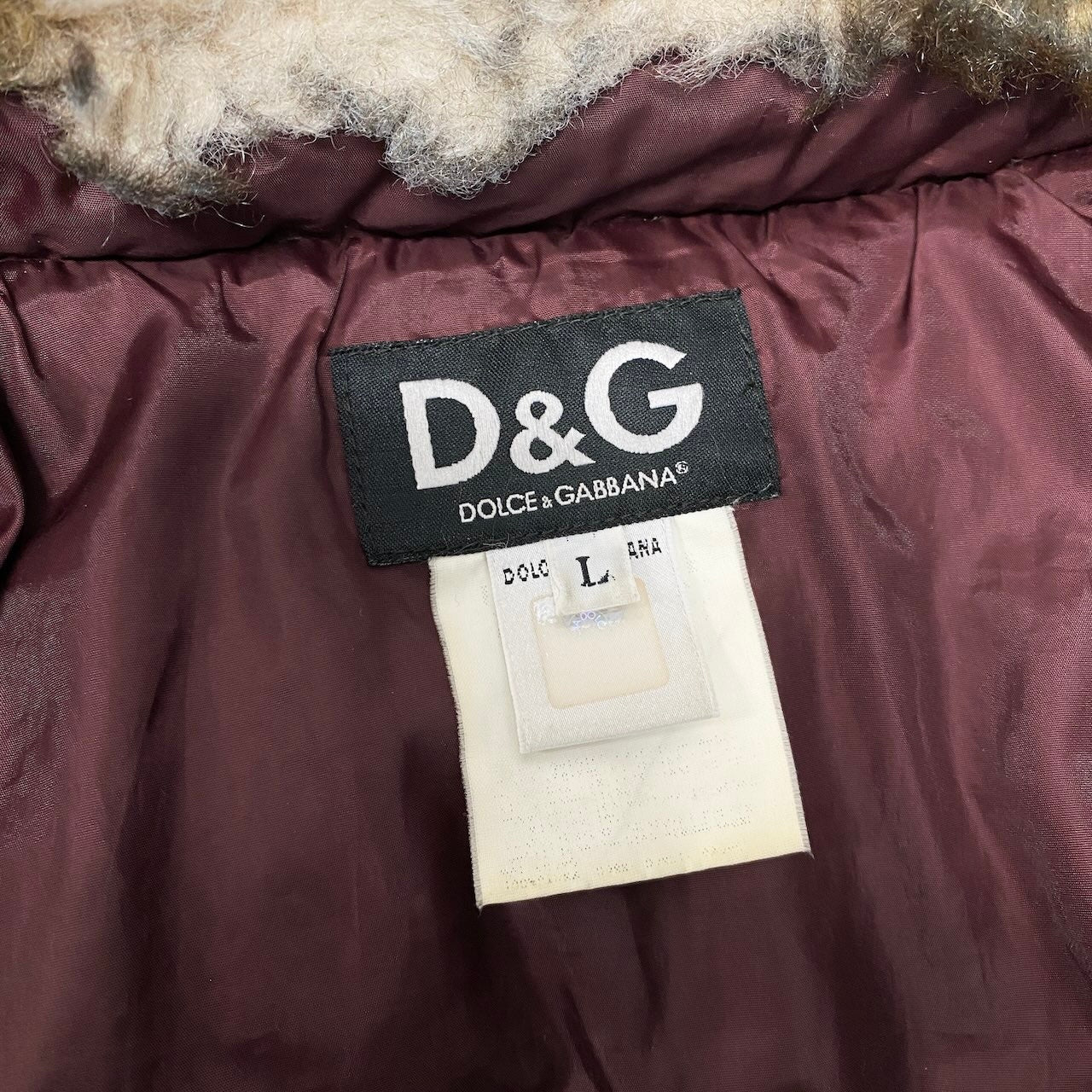 50g4 DOLCE&GABBANA ドルチェアンドガッバーナ キルティング ダウンコート D&G サイズL ワインレッド メンズ 紳士服o07t