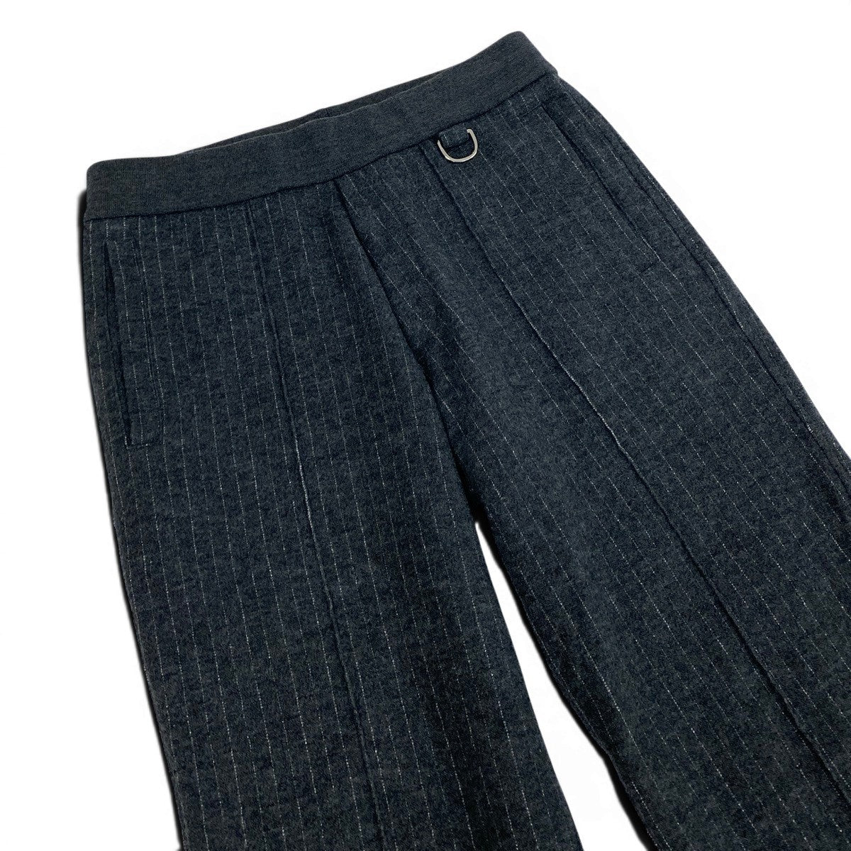 9f5 Dior  Homme ディオールオム ウールパンツ ボトムス ストライプ柄 ロゴ刺繍 ウエスト調整可 サイズS グレー  メンズ 紳士服u02t