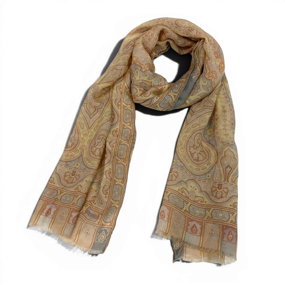 ETRO エトロシルク100%ペイズリー柄スクエア大判ショール(ストール