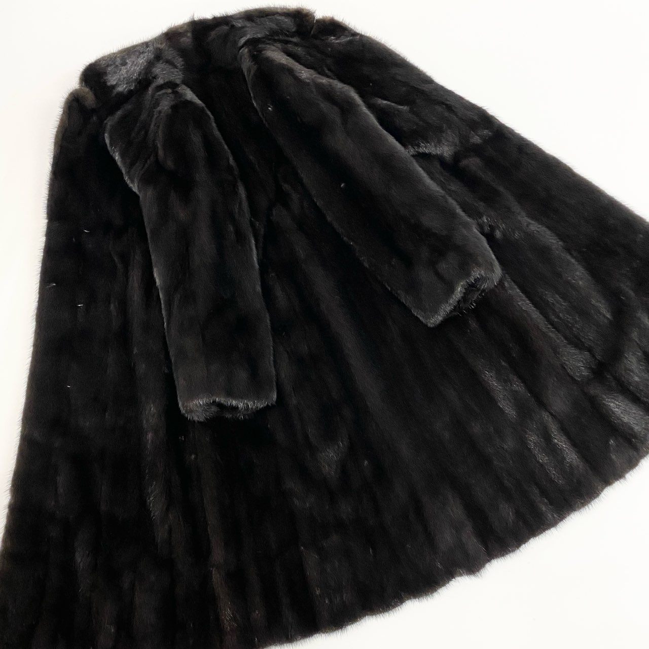 84b3 SAGA MINK サガミンク 金サガ ダークミンク ロングコート サイズ9 ブラックブラウン 最高級本毛皮 Mink Fur Long Coatt18r